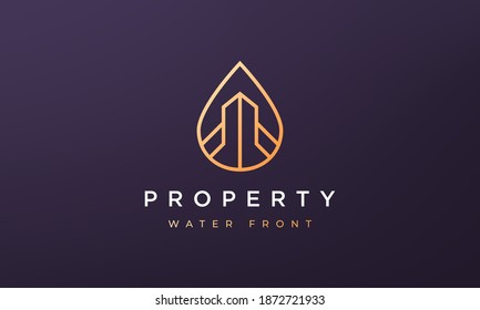 property and water logo concept in a minimal and modern style