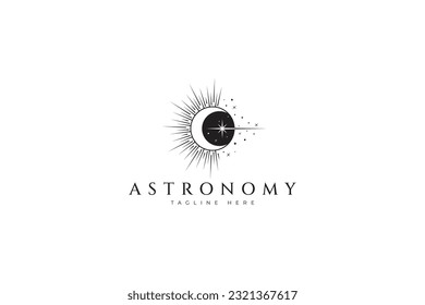Prophecy Tarot Astronomy Symbol Boho Style Sun Moon Eclipse Phenomena Logo
