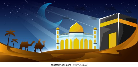 Prophet Isra Mi'raj Illustration Vector