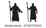 Prophet Moses holding staff biblical figure black silhouette illustration