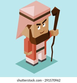 prophet moses with stick. vector illustration