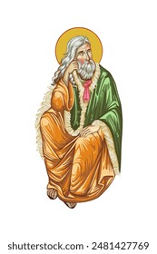 Prophet Saint Elijah in Byzantine style isolated