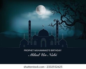 The Prophet's Birthday. Happy Milad un nabi template. Prophet Muhammad's Birthday greeting card islamic banner background. Vector Illustration.