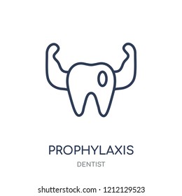 Prophylaxis icon. Prophylaxis linear symbol design from Dentist collection. Simple outline element vector illustration on white background.