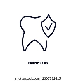icono de profilaxis. Icono de profilaxis de línea delgada de la recolección de salud dental. El símbolo de profilaxis editable puede ser utilizado web y móvil