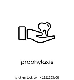 Prophylaxis icon. Trendy modern flat linear vector Prophylaxis icon on white background from thin line Dentist collection, editable outline stroke vector illustration