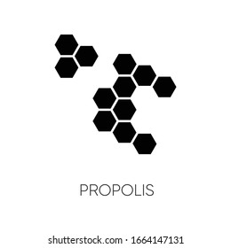 Propolis black glyph icon. Honey combs. Hive cell. Acne treatment component. Beekeeping, beeswax. Healing skincare. Agriculture. Silhouette symbol on white space. Vector isolated illustration