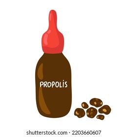 Tirador de botellas de propóleo. Ilustración plana. aislado en blanco