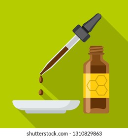 Propolis Bottle Dropper Icon. Flat Illustration Of Propolis Bottle Dropper Vector Icon For Web Design