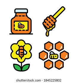 Propolis colorfull icons set. Outline set of propolis vector icons isolated on white background