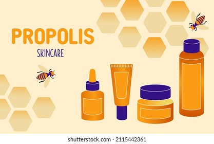 Propolis cosmetik set vector illustration with background