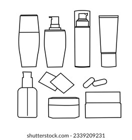 Propolis cosmetik conjunto ilustración vectorial con fondo.Cosméticos y objetos de maquillaje Silhouettes