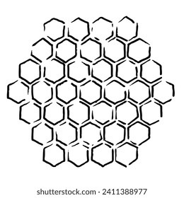 Propolis. Doodle hand drawn honeycomb sketch structure. Honey, pollen, wax, parchment and bee products in sketch style. Stock black and white illustration on a white background.