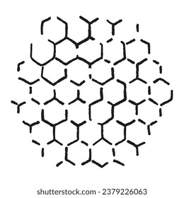 Propolis honey comb. Doodle hand drawn honeycomb structure. Honey, pollen, wax, parchment and bee products in sketch style. Stock black and white illustration isolated on a white background.