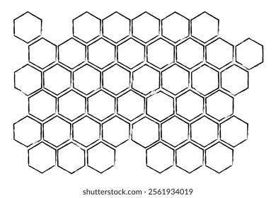 Propolis Honey comb. Honeycomb structure. Honey, pollen, wax, parchment and bee products in sketch style. Stock vector illustration isolated on a white background.