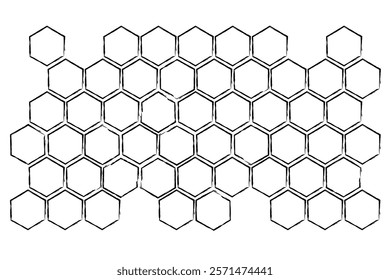 Propolis Honey comb pattern. Honeycomb structure. Honey, pollen, wax, parchment and bee products in sketch style. Stock vector illustration isolated on white background.