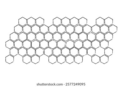 Propolis Honey comb pattern. Honeycomb structure. Honey, pollen, wax, parchment and bee products in sketch style. Stock vector illustration isolated on a white background.