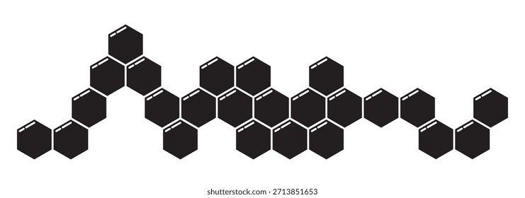 Patrón de peine de miel de propóleo. Logotipo de la estructura del panal. Miel, polen, cera, pergamino y productos apícolas. Ilustración vectorial común aislada en un fondo blanco.