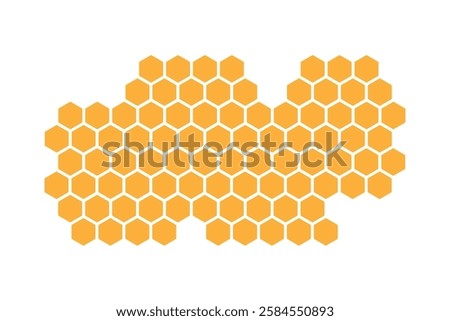 Propolis Honey comb pattern. Honeycomb structure logo. Honey, pollen, wax, parchment and bee products. Stock vector illustration isolated on a white background.