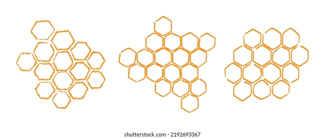 Propolis honey comb sketch. Doodle hand drawn Propolis honeycomb structure. Honey, pollen, wax, parchment and bee products in sketch style. Stock vector illustration on a white background.