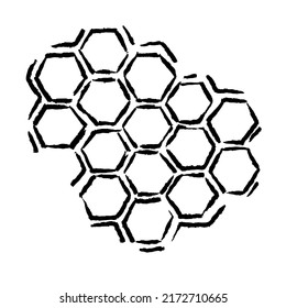 propolis honey comb sketch. hand drawn grunge honeycomb. Black and white image bee wax. Bee honey and propolis doodle vector.