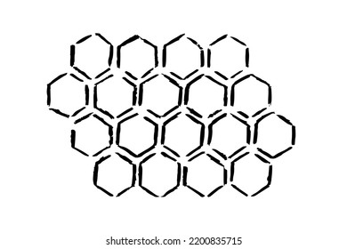 propolis honey comb sketch. hand drawn grunge honeycomb. Black and white image bee wax. Bee honey and propolis doodle vector illustration.