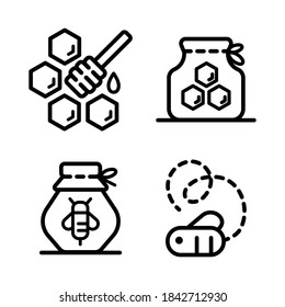 Propolis and honey icons set. Outline set of propolis vector icons isolated on white background