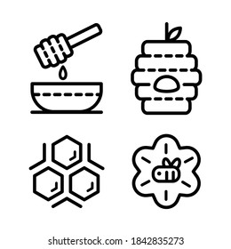 Propolis and honey icons set. Outline set of propolis vector icons isolated on white background