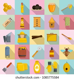 Propolis honey royal jelly icons set. Flat illustration of 25 propolis honey royal jelly vector icons for web