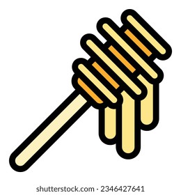 Propolis honey spoon icon outline vector. Bee nectar. Food pollen color flat