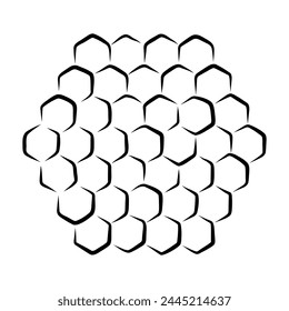 Propolis honeycomb icon. Doodle hand drawn honeycomb structure. Honey, pollen, wax, parchment and bee products in sketch style. Stock black and white illustration on a white background.