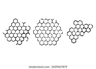 Propolis honeycomb sketch. Hand drawn brush honey comb. Bee wax. Bee honey and propolis doodle stock vector illustration.