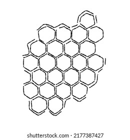 propolis honeycomb sketch vector. hand drawn honey comb. Black and white image bee wax. Bee honey and propolis doodle vector.