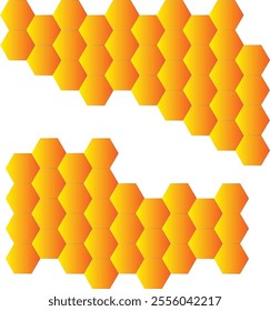 Propolis honeycomb. Honeycomb structure. Honey, pollen, wax and bee products in sketch style. Yellow-orange gradient coloring. Stock vector illustration isolated on white background.