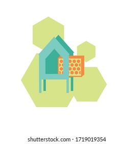 propolis with honeycombs in an apiary in the flat style. vector