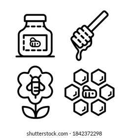 Propolis icons set. Outline set of propolis vector icons isolated on white background