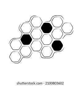 Propolis-Skizze. handgezeichneter Honigkamm. Schwarz-Weiß-Bild einer Honigwabe. Bienenhonig und Propolis-Doodle-Vektor.