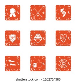 Proponent icons set. Grunge set of 9 proponent vector icons for web isolated on white background