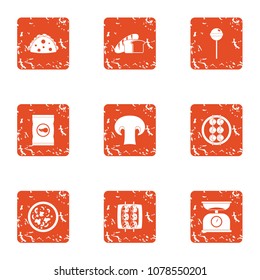 Proportion of food icons set. Grunge set of 9 proportion of food vector icons for web isolated on white background