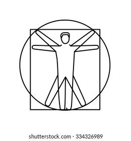 Proportion of human body black linear icon on white background | flat design alternative healing illustration and infographic