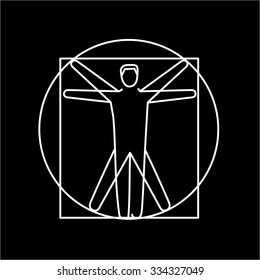Proportion of human body white linear icon on black background | flat design alternative healing illustration and infographic
