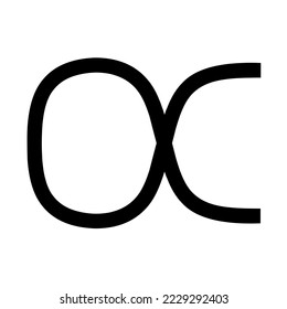Proportionality sign vector icon. Reverse physics symbol on white background.