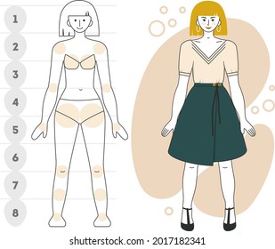 proportions of an adult girl set for drawing