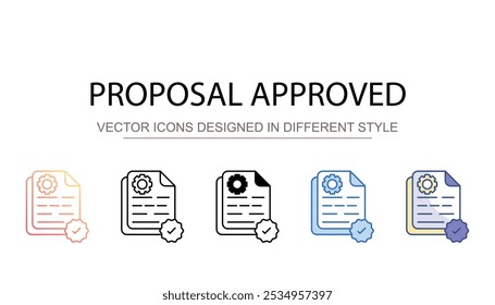 Proposal Approved icon design with white background stock illustration