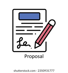 Ilustración de diseño de iconos de esquema rellenada por propuesta. Símbolo de administración de productos en el archivo EPS 10 de fondo blanco