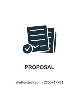 Proposal icon. Monochrome simple sign from freelance collection. Proposal icon for logo, templates, web design and infographics.