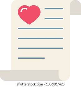 Proposal Letter Pink Printed Heart Concept, Lover Conversation on Paper Vector Color Icon design, Valentines Day Decor Postcard on white background,