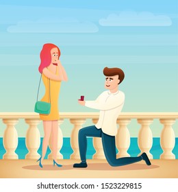 Proposal of marriage concept banner. Cartoon illustration of proposal of marriage vector concept banner for web design