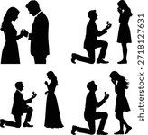 Proposal and marriage proposal silhouettes
