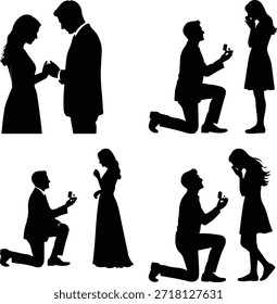 Siluetas de propuesta y propuesta de matrimonio